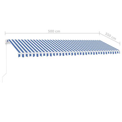 vidaXL Tenda da Sole Retrattile Manuale LED 500x350 cm Blu e Bianca