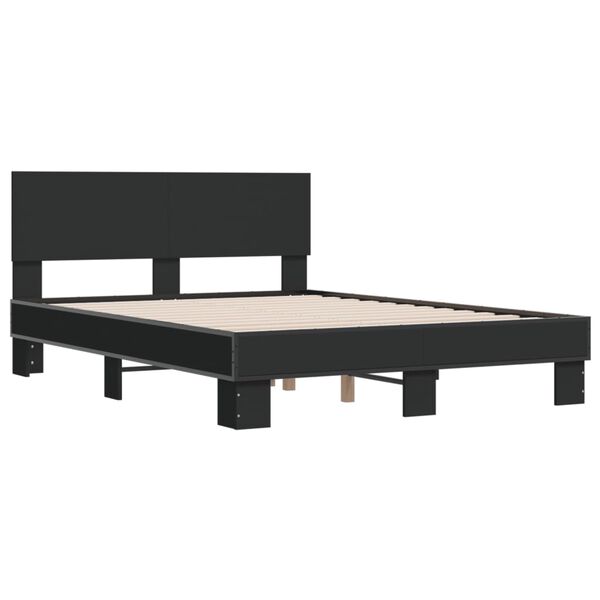 vidaXL Giroletto Nero 135x190 cm in Legno Multistrato e Metallo