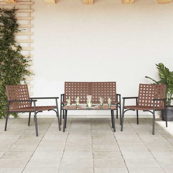 vidaXL Set da Pranzo per Giardino 4 pcs Marrone polyrattan