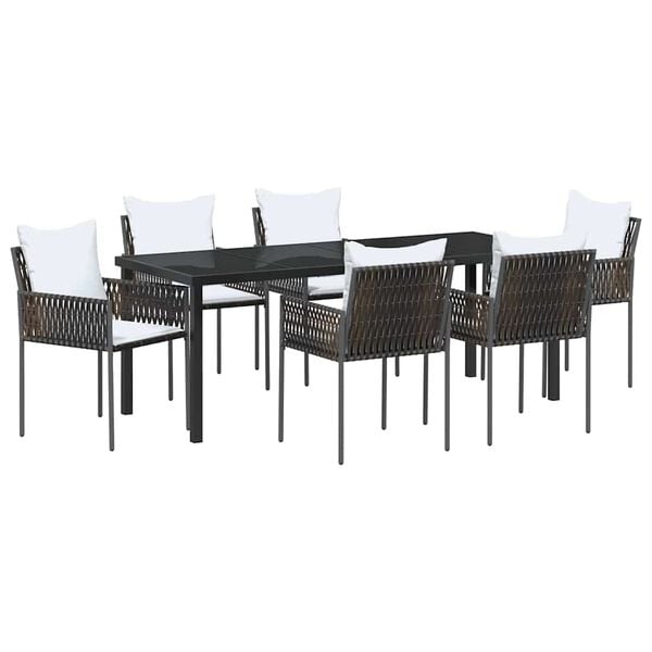 vidaXL Set da Pranzo per Giardino 7 pcs Marrone e Nero Rattan in PE
