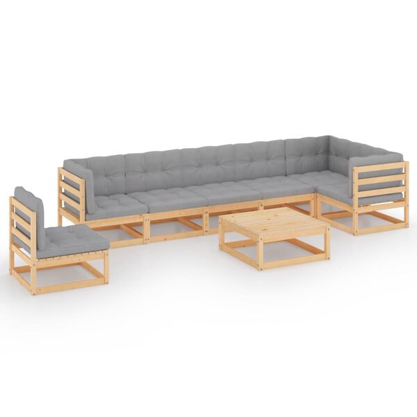 vidaXL Set Salotto Giardino 8 pz Cuscini Antracite Legno Massello Pino