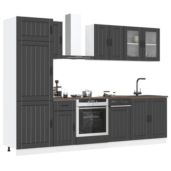 vidaXL Set Mobili da Cucina 8 pz Kalmar Neri Legno Multistrato