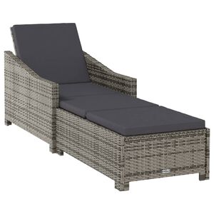 vidaXL Lettino Prendisole con Cuscino Grigio Scuro Polyrattan Grigio