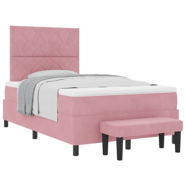 vidaXL Letto a molle con materasso Rosa 120 x 190 cm Velluto