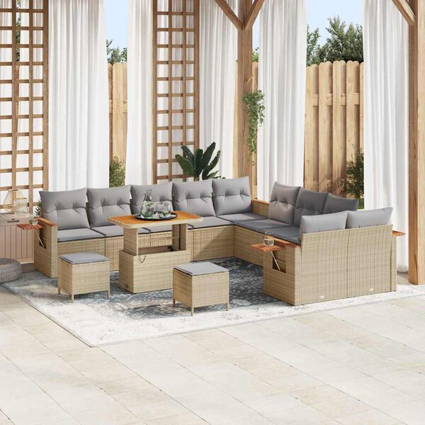 vidaXL Set Divano da Giardino con cuscino 13 pcs Beige e Grigio Chiaro