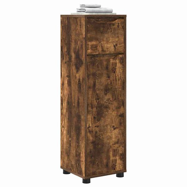 vidaXL Mobile da Bagno con cassetto Rovere fum&eacute; 30,5 x 30 x 101 cm
