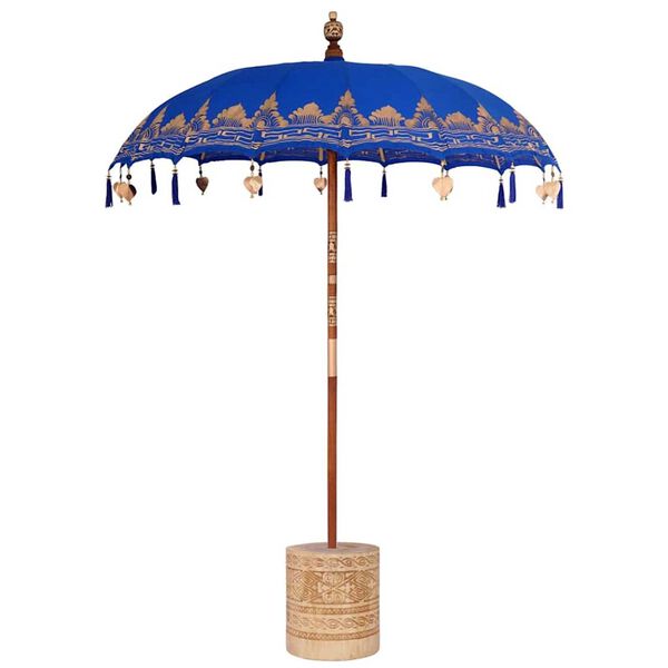 vidaXL Parasol Balinese 260 Blu 180-190 cm Cotone e legno massello