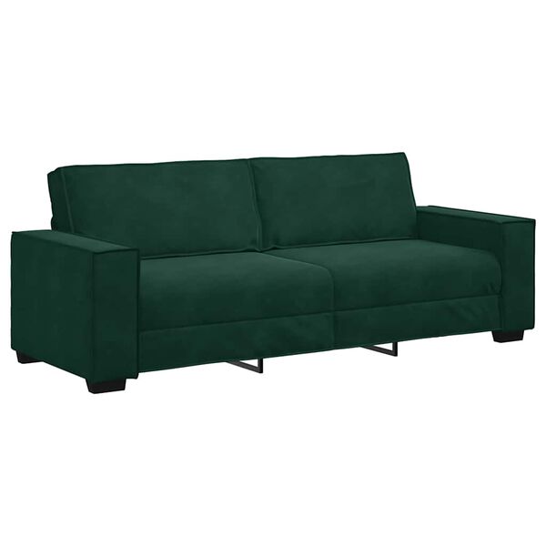 vidaXL Divano a 3 Posti Verde Scuro 220x78x84 cm in Velluto