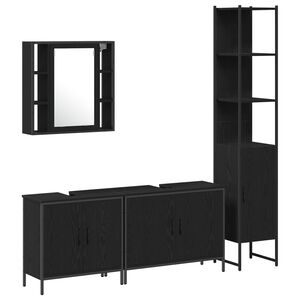 vidaXL Set di mobili per il bagno 4 pz Nero Legno ingegnerizzato