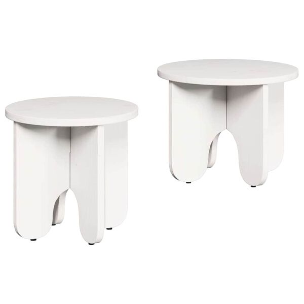 vidaXL Tavolino da salotto 2 pcs Bianco Legno massello di pino