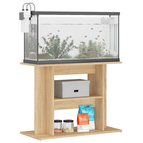 vidaXL Supporto Acquario 80x35x60cm in Legno Multistrato Rovere Sonoma