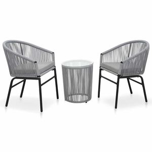 vidaXL Set da Bistrot 3 pz con Cuscini in Polyrattan Grigio