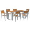 vidaXL Set da Pranzo per Giardino 7 pz Grigio Legno di Acacia Massello