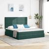 vidaXL Letto con luci a strisce a LED Verde Scuro 200 x 200 cm Velluto