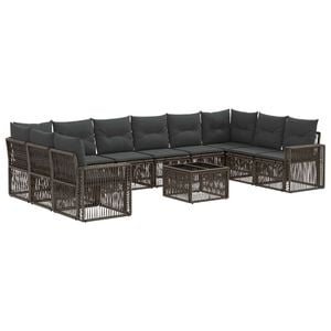 vidaXL Set Divano da Giardino 11 pcs Grigio e Grigio Scuro polyrattan