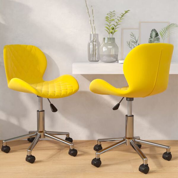 vidaXL Sedie da Pranzo Girevoli 2 pz Giallo Senape in Velluto
