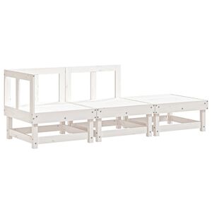 vidaXL Set Salotto da Giardino 3 pz Bianco in Legno Massello di Pino