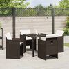 vidaXL Set da Pranzo per Giardino con cuscino 5 pcs Marrone polyrattan