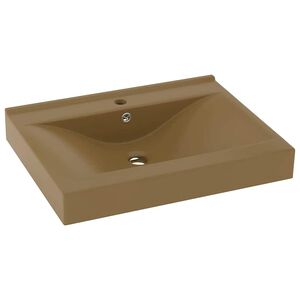 vidaXL Lavandino con Foro Rubinetto Crema Opaco 60x46 cm in Ceramica