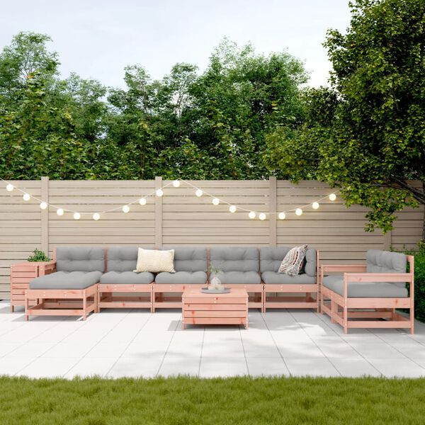vidaXL Set Divani da Giardino 10 pz in Legno Massello Abete Douglas