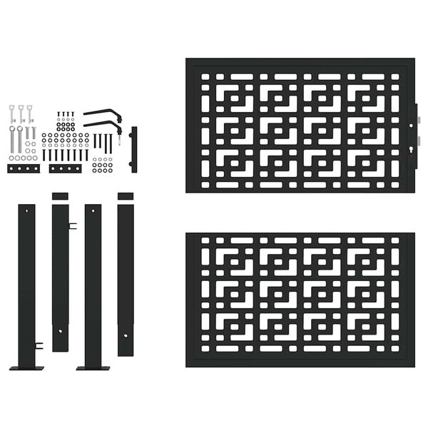 vidaXL Cancello da giardino nero 100x100 cm in acciaio con design a croce