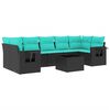 vidaXL Set Divani da Giardino 8 pz con Cuscini Nero in Polyrattan