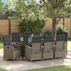 vidaXL Set da Pranzo per Giardino con cuscino 9 pcs Grigio polyrattan