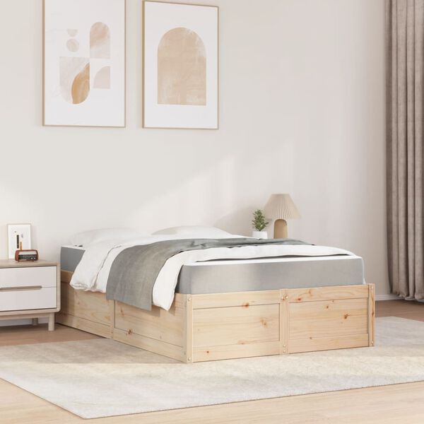 vidaXL Letto con Materasso 140x190 cm in Legno Massello di Pino