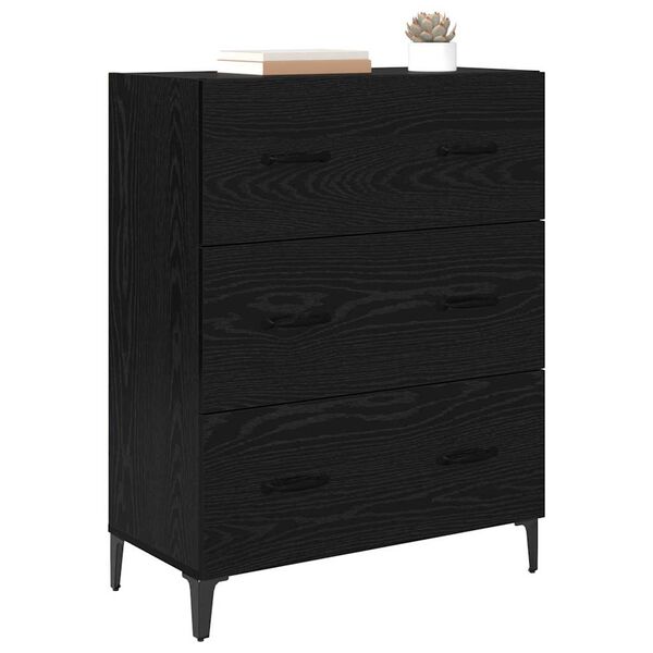 vidaXL Credenza con cassetto Rovere Nero 69,5 x 34 x 90 cm