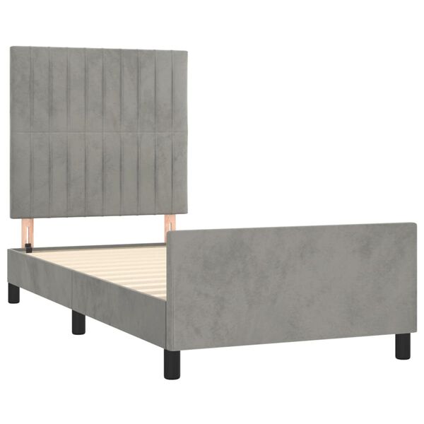 vidaXL Giroletto senza Materasso Grigio Chiaro 90x190 cm Velluto