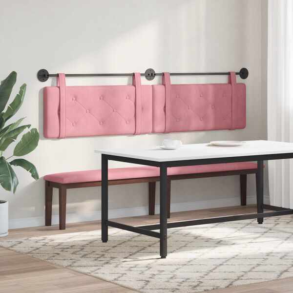 vidaXL Testata appesa Montaggio a parete Rosa 210 x 55 x 5 cm Velluto