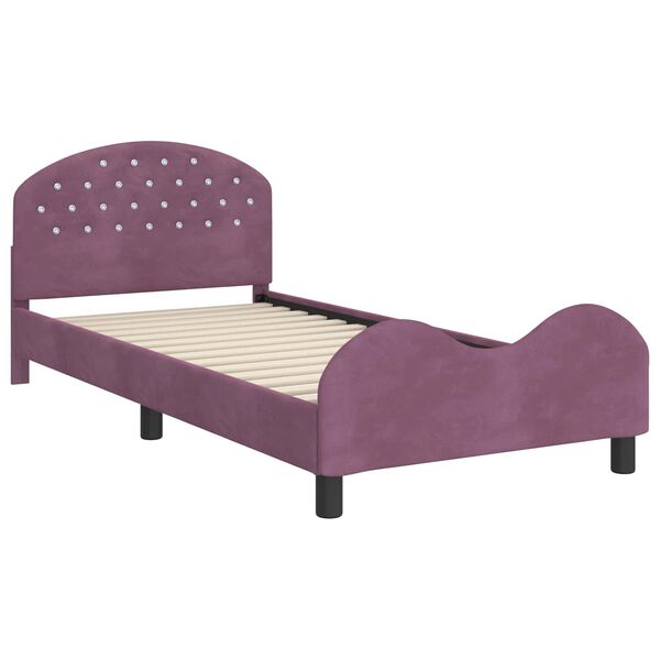 vidaXL Struttura letto bambini con testata Viola 90 x 190 cm Velluto