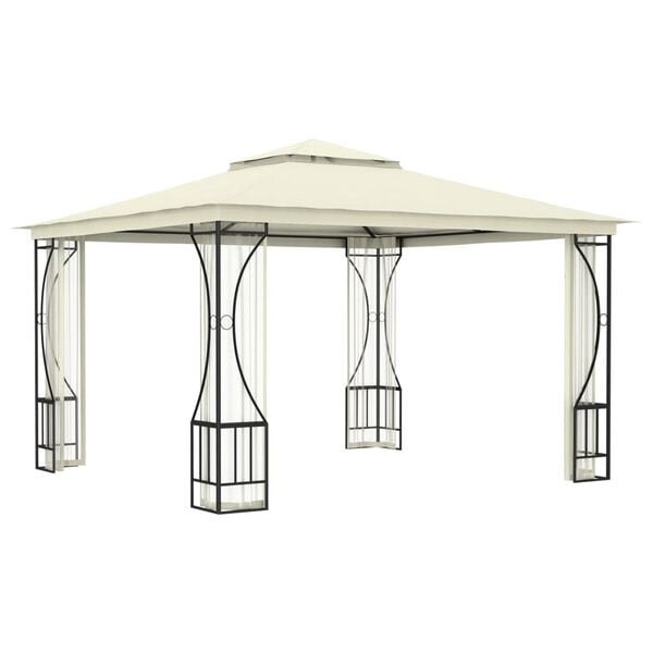 vidaXL Gazebo con Rete 300x300x265 cm Crema
