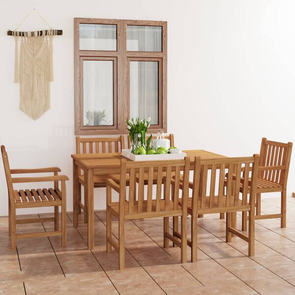 vidaXL Set da pranzo da giardino 7 pz 150x90 cm in legno massello di teak
