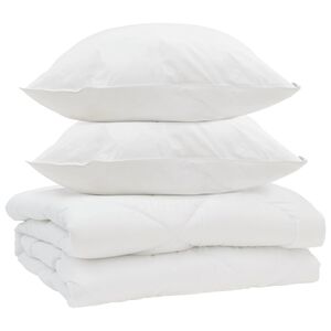 vidaXL Piumone con cuscino 3 pcs Bianco Microfibra