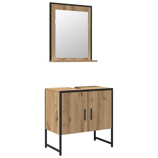 vidaXL Set di mobili per il bagno 2 pcs Marrone Legno multistrato