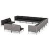vidaXL Set Divani da Giardino 13 pz Cuscini in Polyrattan Grigio Scuro