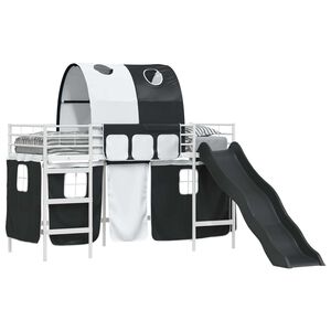 vidaXL Struttura del letto loft per bambini Bianco e Nero Metallo