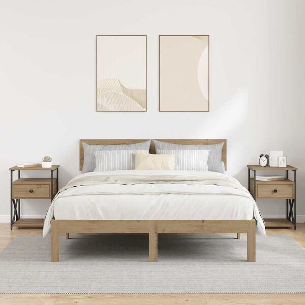 vidaXL Armadio da Notte 2 pcs Rovere artigianale 40 x 42 x 55 cm