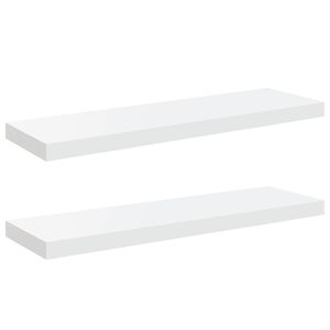 vidaXL Scaffali a Parete 2 pz Bianco Lucido 80x23,5x3,8 cm in MDF