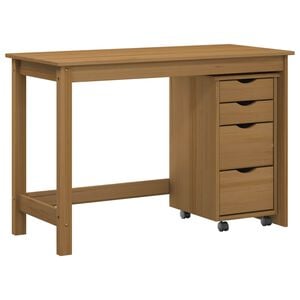 vidaXL Set scrivania e mobiletto su ruote MOSS 2 pz Marrone Miele