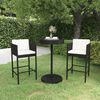 vidaXL Set Bar da Giardino 3 pz con Cuscini Polyrattan Nero