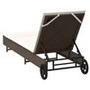 vidaXL Lettino Prendisole con Ruote e Cuscino in Polyrattan Marrone