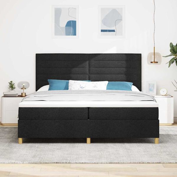 vidaXL Letto a Sorgente LED con materasso Nero 200 x 200 cm Tessuto
