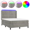 vidaXL Letto a Molle Materasso e LED Grigio Chiaro 140x200 cm Velluto