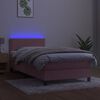 vidaXL Letto a Molle con Materasso e LED Rosa 90x190 cm in Velluto