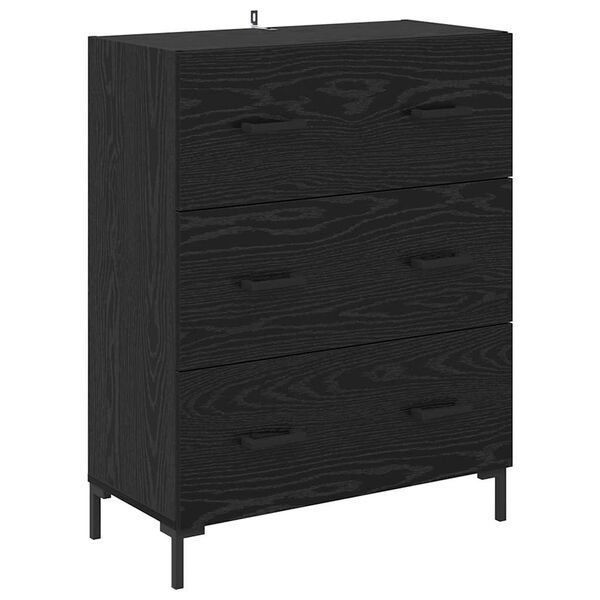 vidaXL Credenza con cassetto Rovere Nero 69,5 x 34 x 90 cm