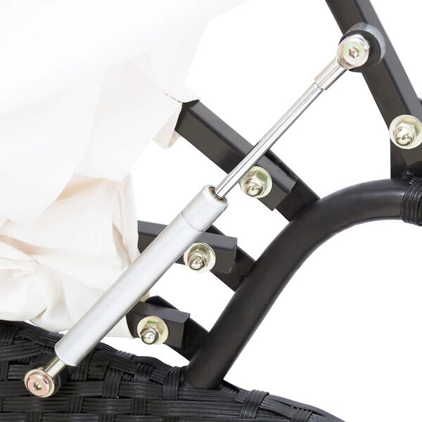 vidaXL Lettino Prendisole con Baldacchino in Polyrattan Nero