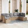vidaXL Set Divano da Giardino 7 pcs Beige e Grigio Chiaro Polyrattan