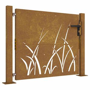 vidaXL Cancello da giardino 100x100 cm in acciaio Corten con design erba